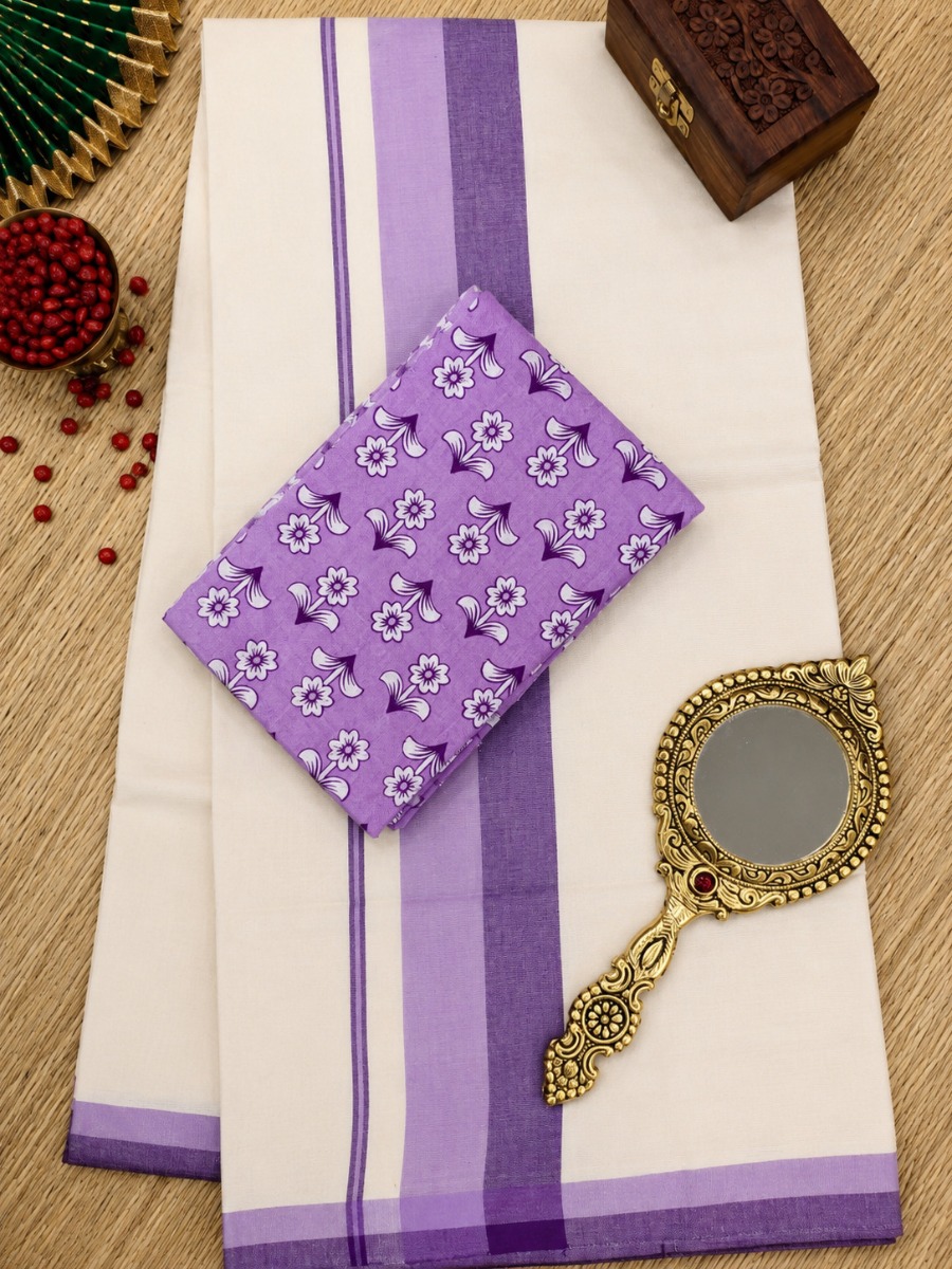 Violet & Lavender - Chemandhikkara Set Saree