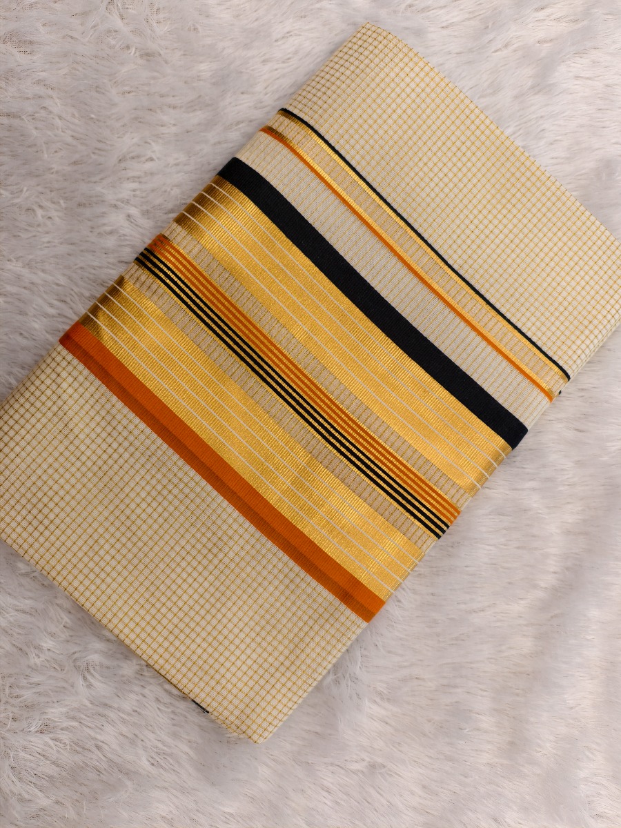Black & Orange -  Premium Chequed Kasav