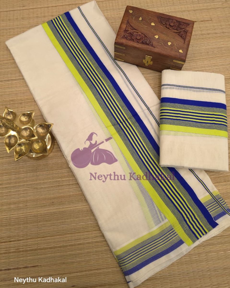 RoyalBlue & Yellow - Kattikara SM - Navaratri Special - view 1