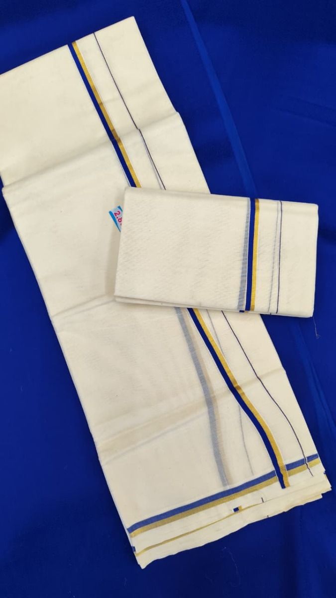Blue & Gold - Premium Puliyilakkara SS thumbnail 2