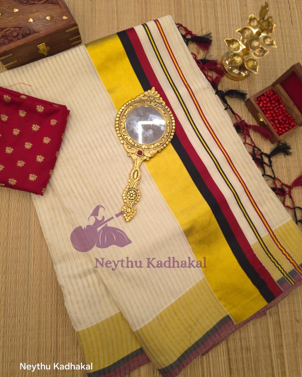 Maroon & Black Kasav Line With Tassels - Kara With Kasav SS