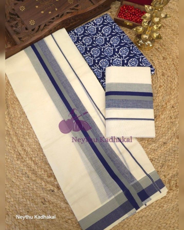 Navy Blue & Steel Blue - Manthikkara