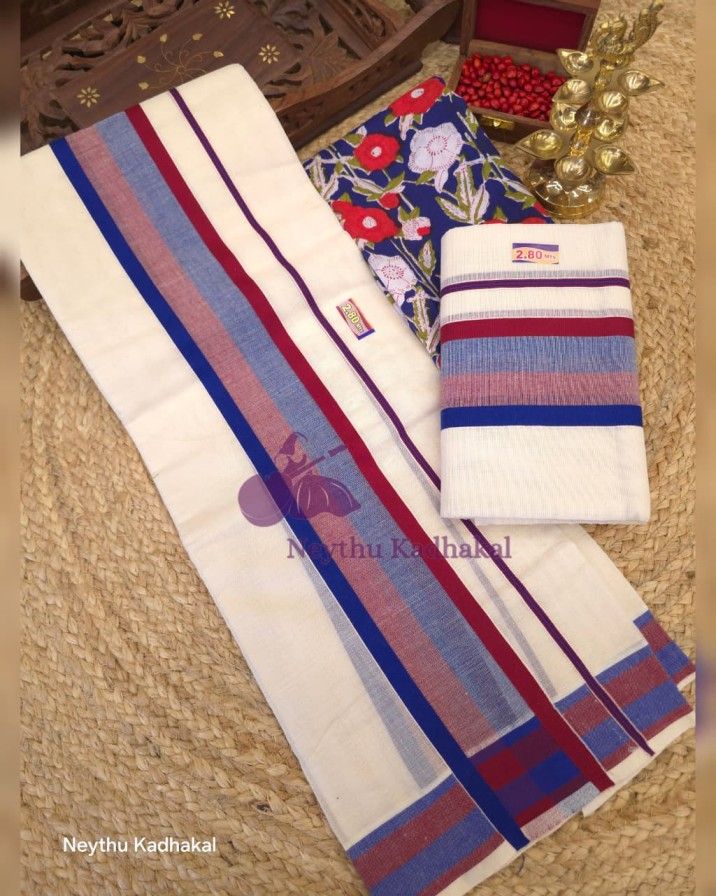 Royal Blue & Meroon - Manthikkara