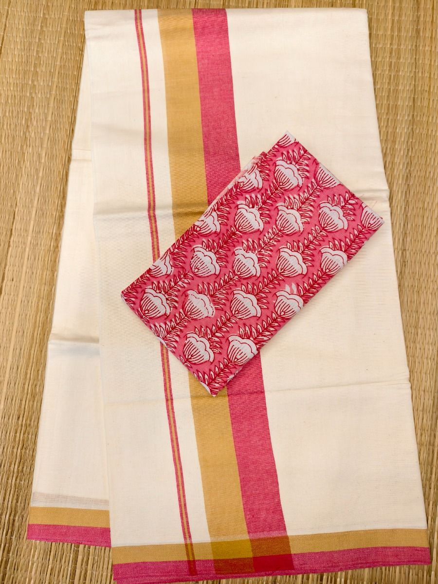 MustardYellow & RosePink - Chemandhikkara Set Saree