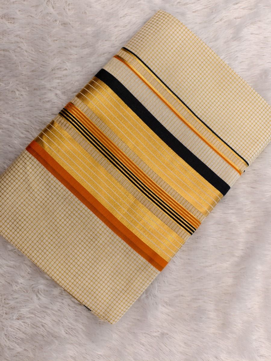 Black & Orange -  Premium Chequed Kasav
