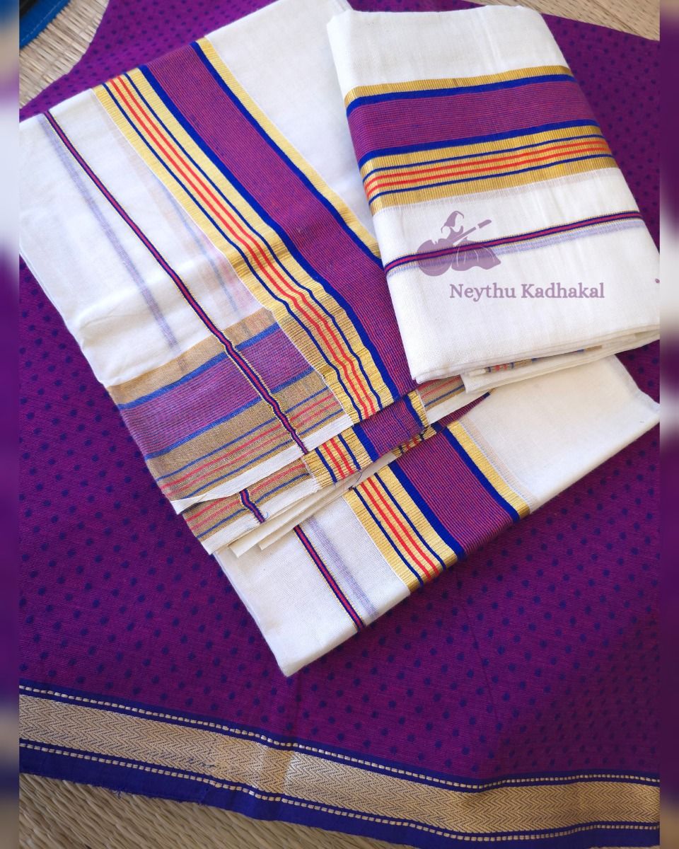 Purple With Blue Border - Kara With Kasav