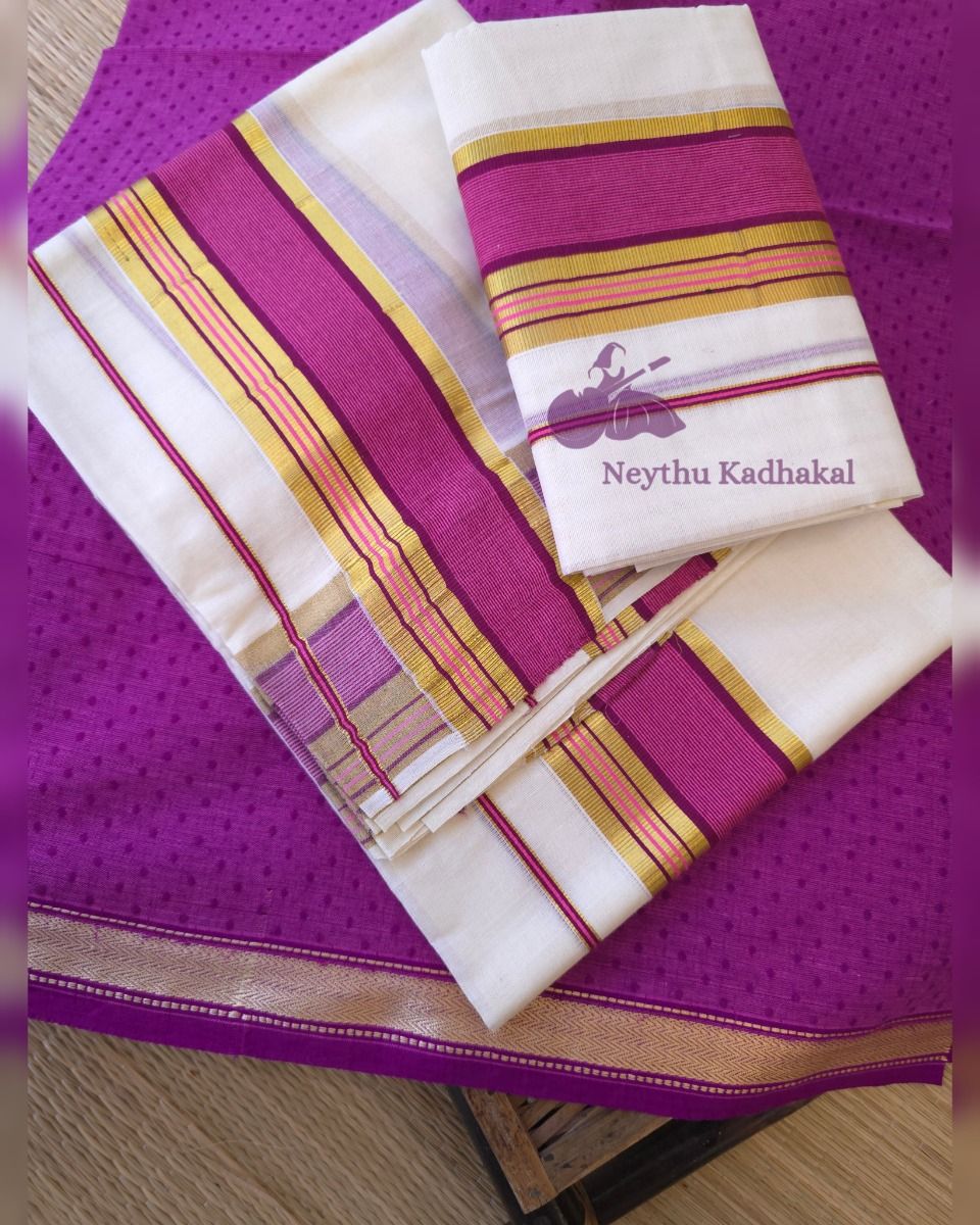 Magentha With Purple Border - Kara With Kasav