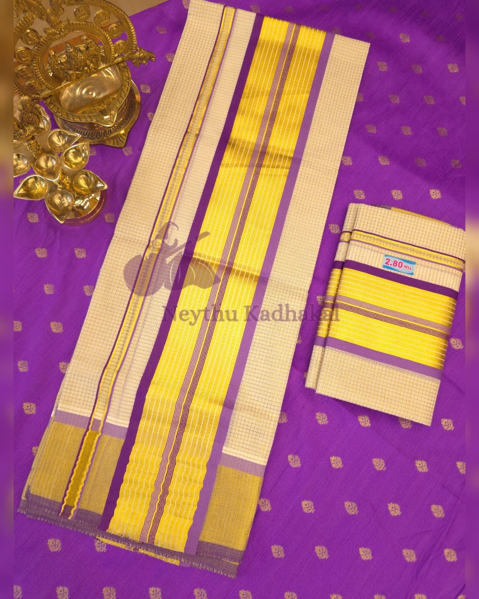 4*4 MICRO CHECK LJ Set Mund - Lavender & Violet Goldenline Kasavu