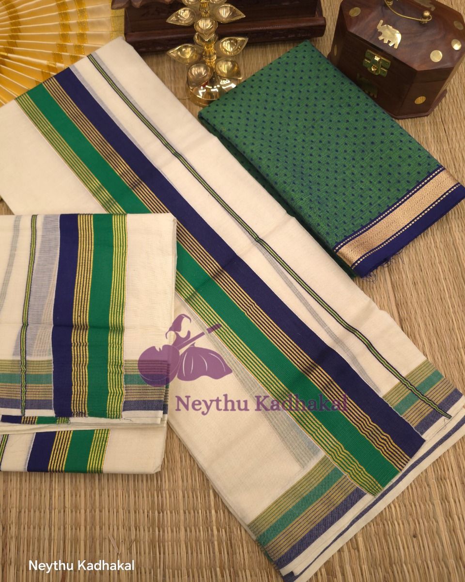 Royal Blue & Green With Line - Kara With Kasav