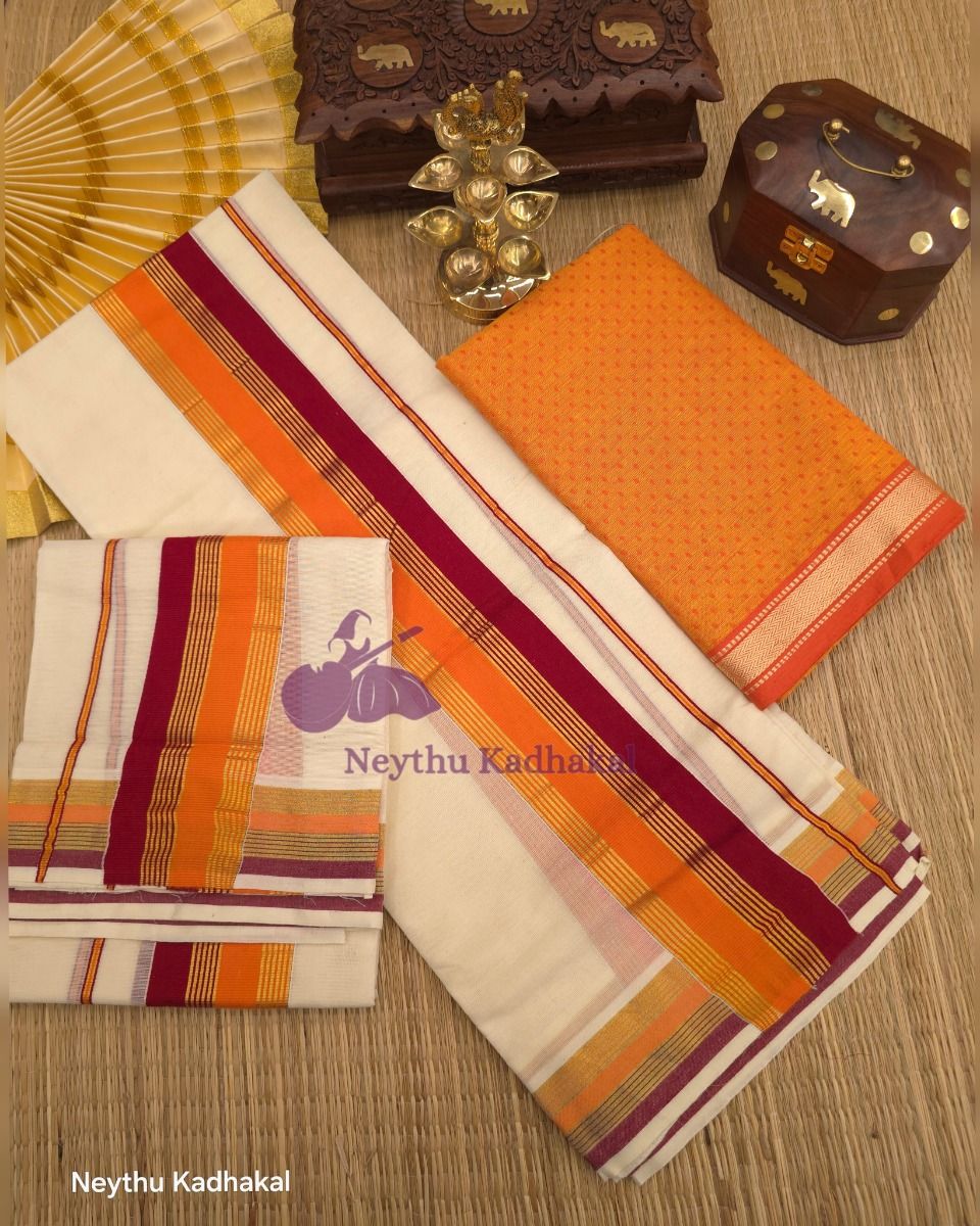 Maroon &  Orange With Line - Kara With Kasav