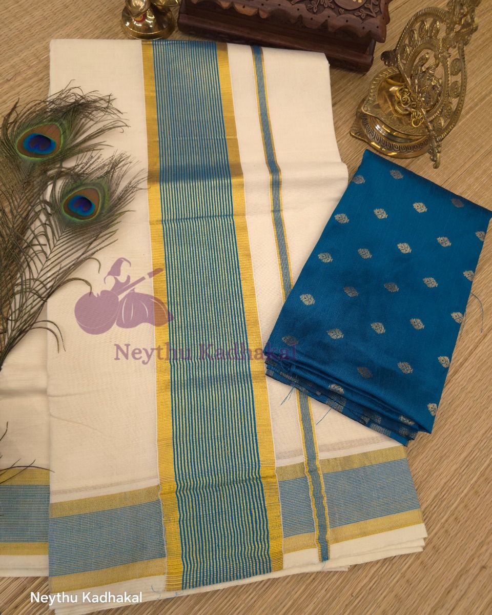 Blue With GoldenBorder - Kara With Kasav