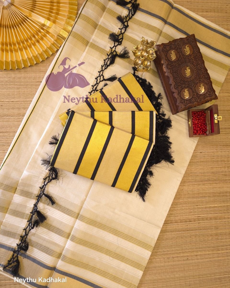Golden Kasav With Black Border - Kara With Kasav thumbnail 3