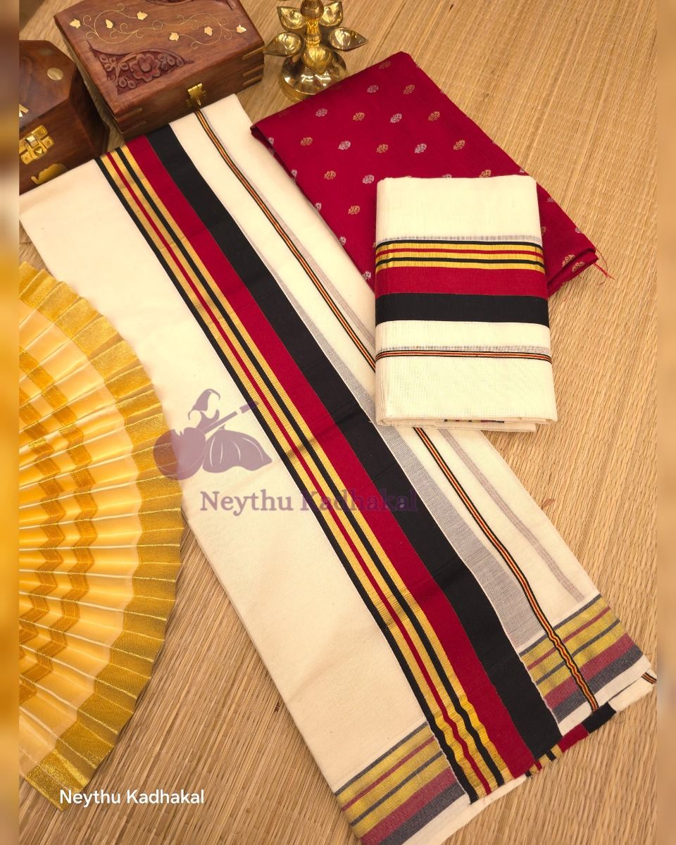 Maroon & Black - Kara With Kasavu