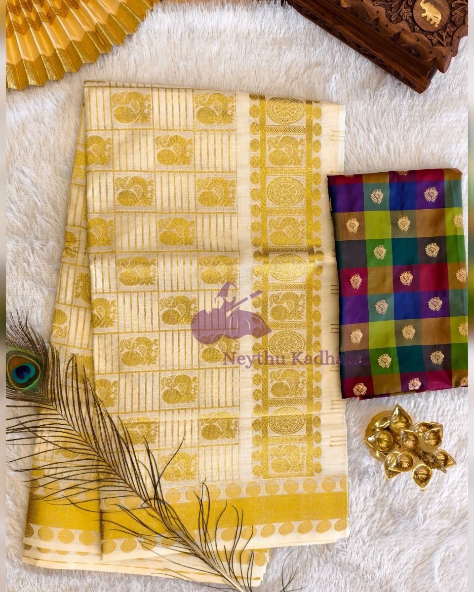 Peacock Worked Kasav Set Saree - Kasav Premium