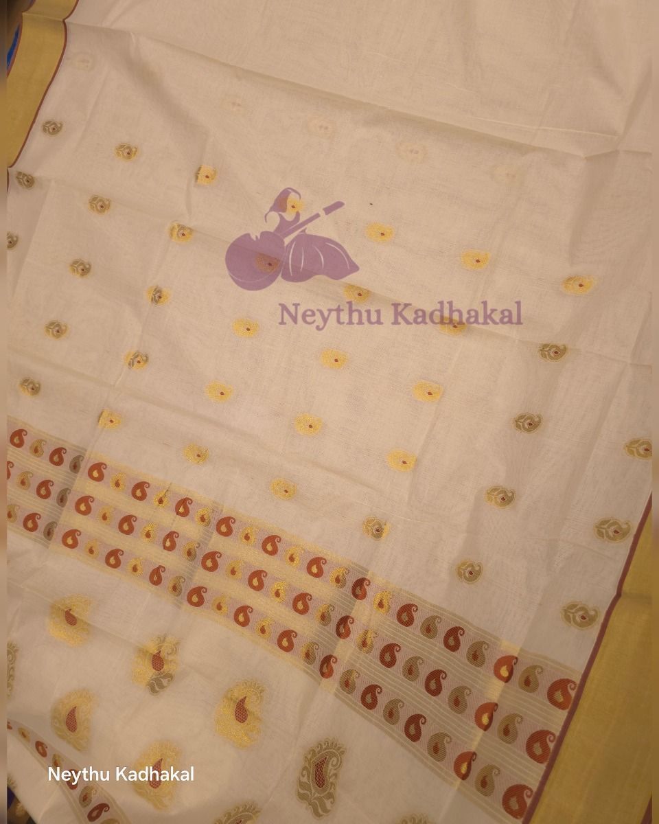 MEENA PUTTA KASAVU SET SAREE - Meroon Putta thumbnail 4