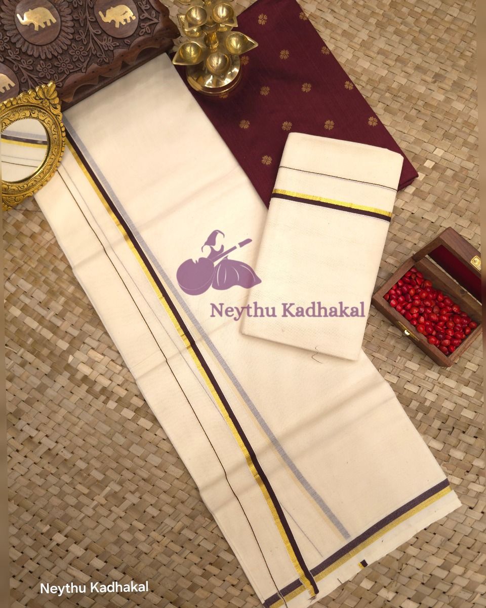 CoffeeBrown & Gold - Puliyilakara Premium SM thumbnail 2