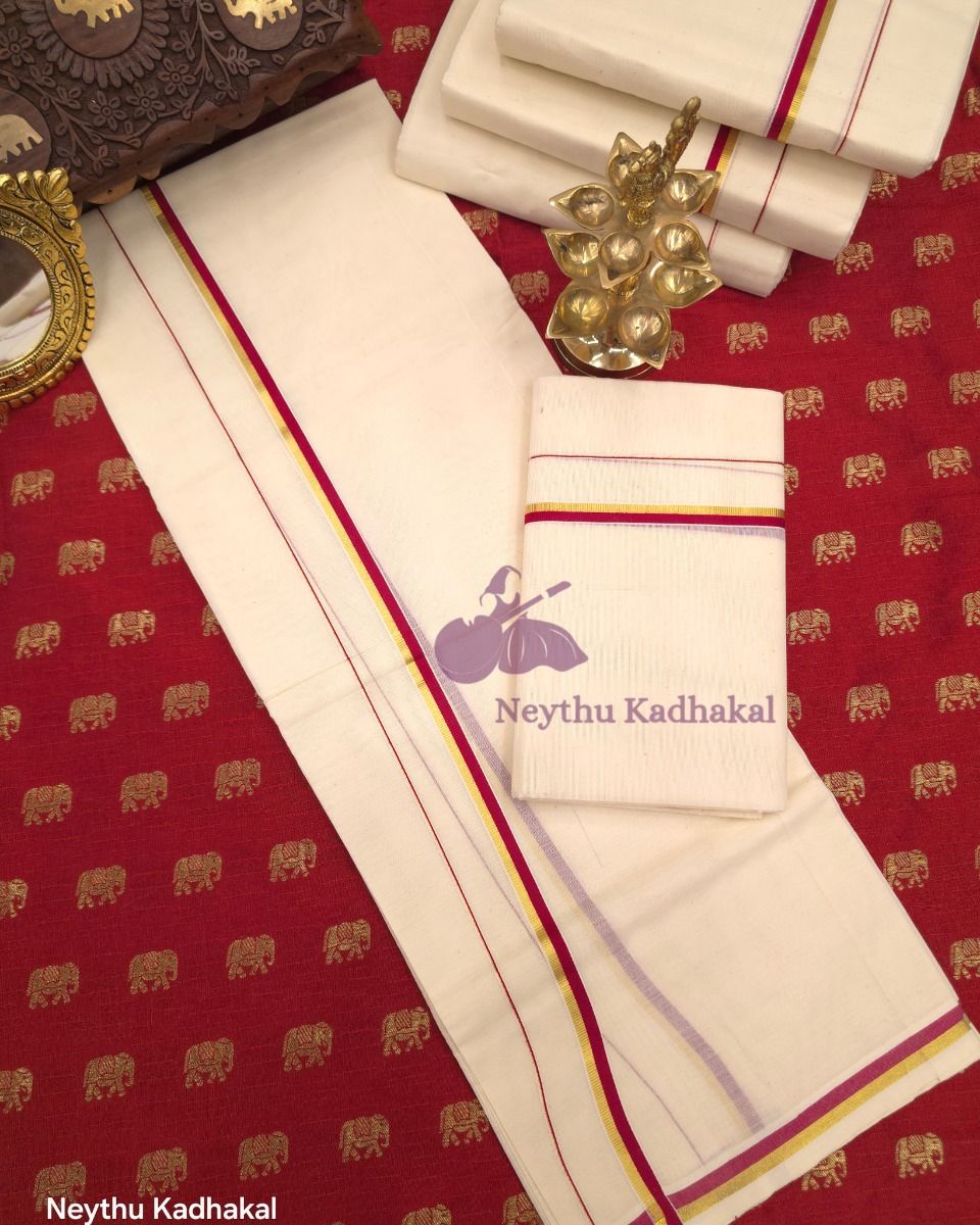 Maroon & Gold - Puliyilakara Premium SM - view 1
