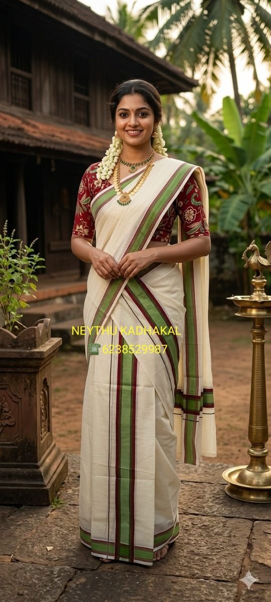 Meroon &  Olive Green - Manthikkara thumbnail 2