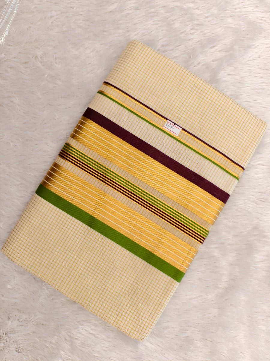 Coffee Brown & Light Green - Premium Chequed Kasav