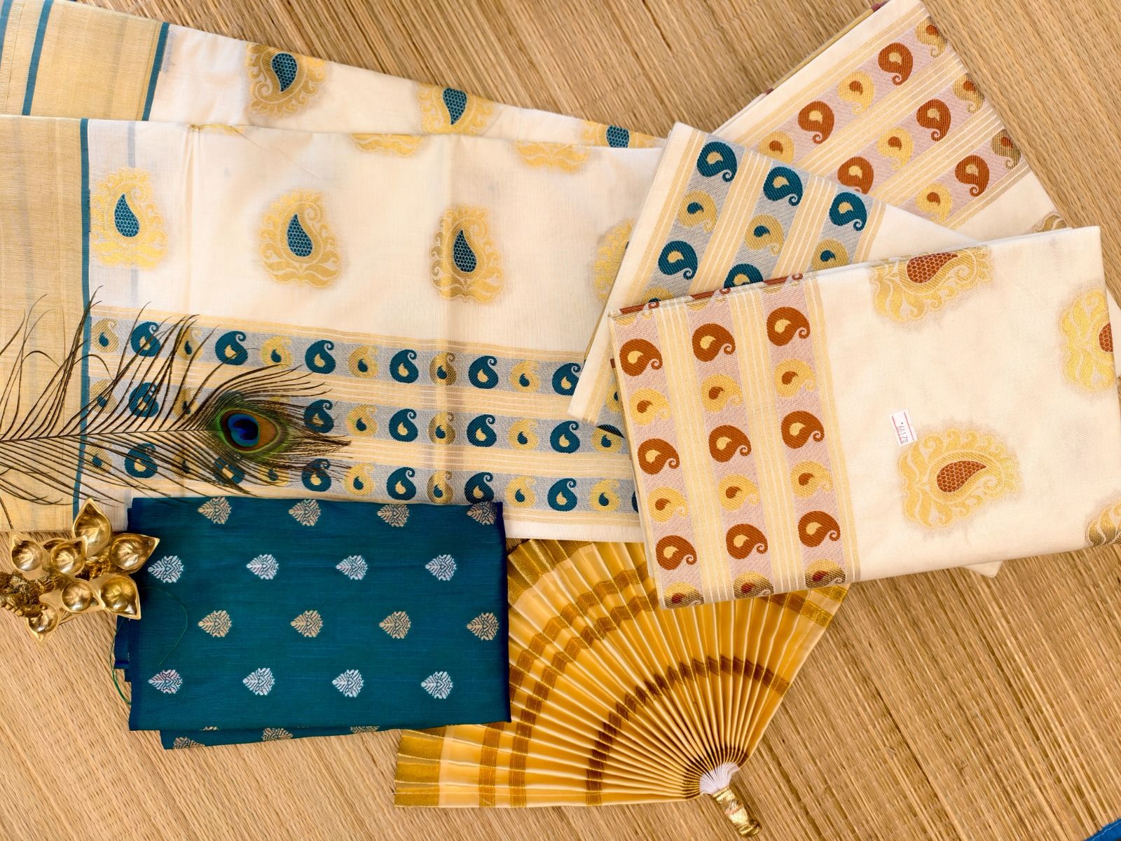 MEENA PUTTA KASAVU SET SAREE - Peacock Green thumbnail 5