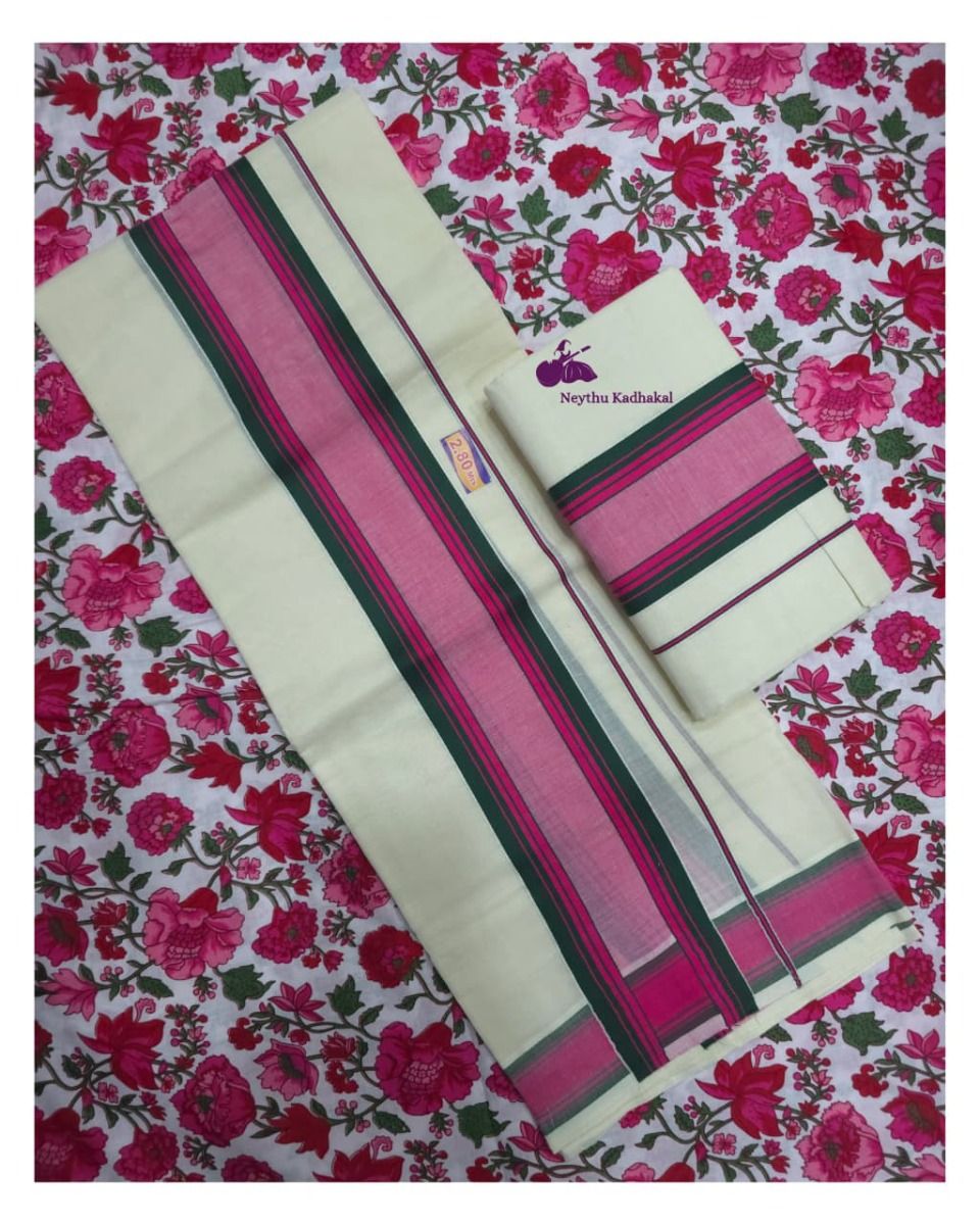 Pink & Dark Green - Manthikkara