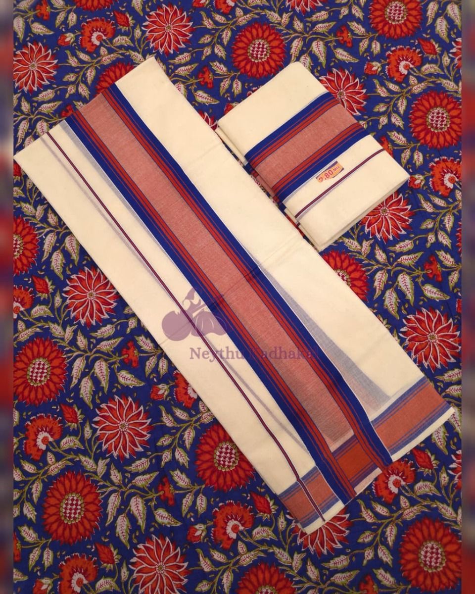 Royal Blue & Rust Red - Manthikkara - view 1