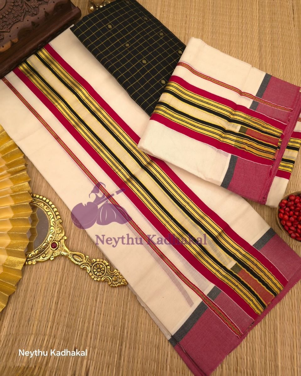 PREMIUM ONAKKAPAV - Red & Black with GoldenKasav - Kara With Kasav SM