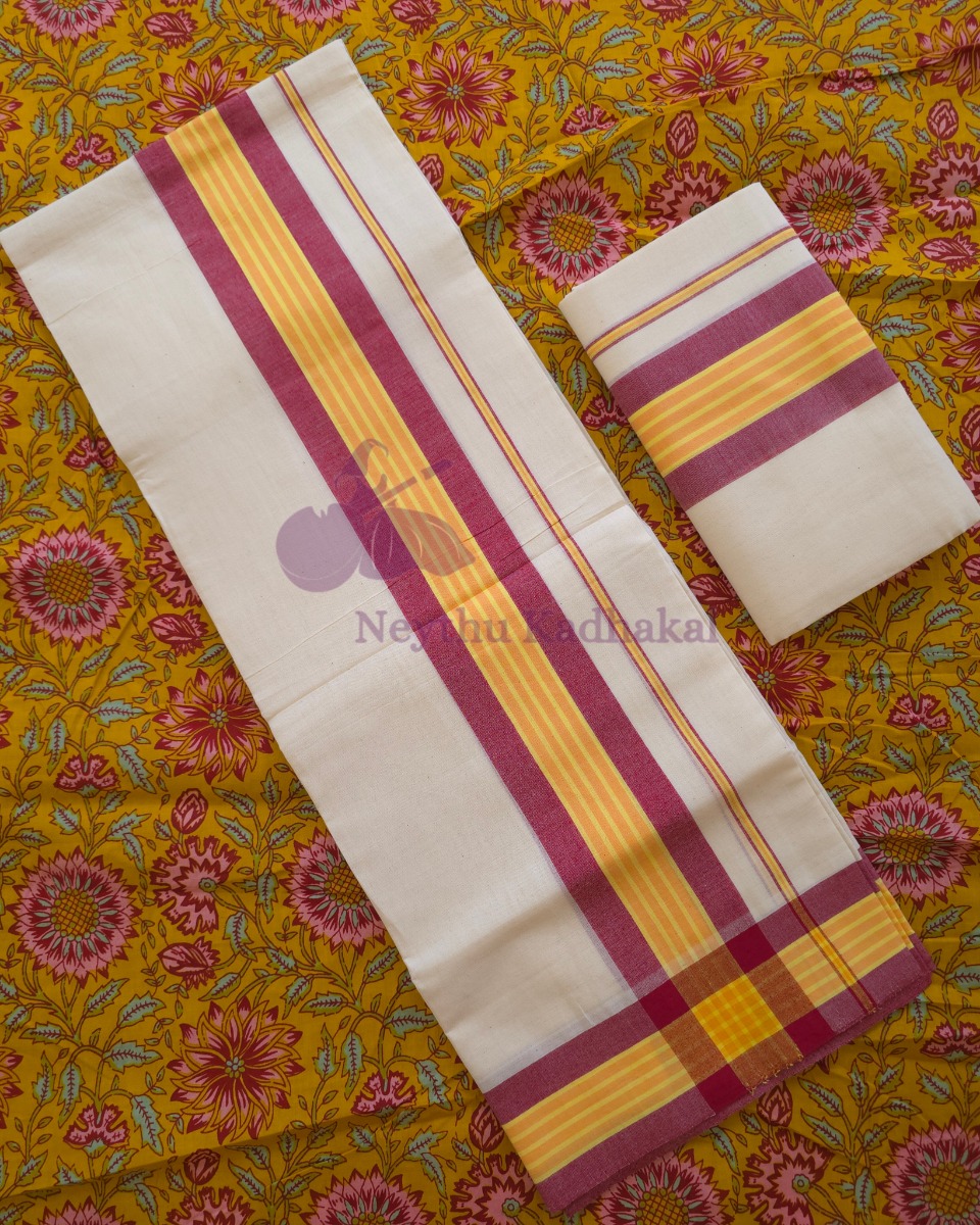 Chemandhikkara 3 inch - Yellow With RosePink Border