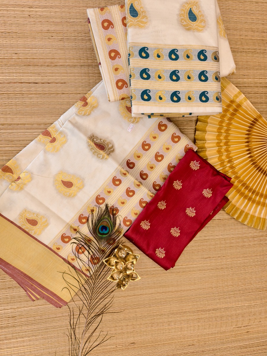 MEENA PUTTA KASAVU SET SAREE - Meroon Putta