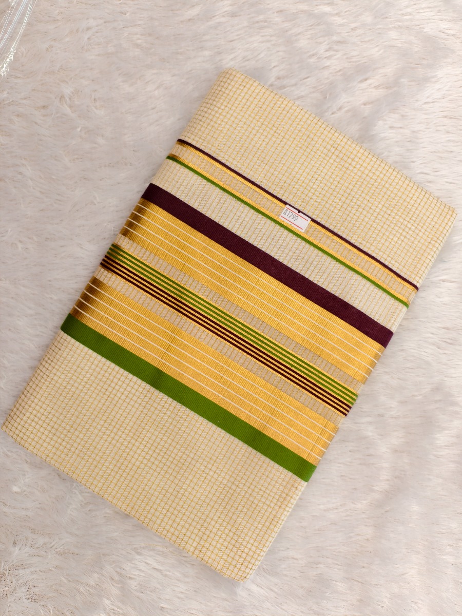 Coffee Brown & Light Green - Premium Chequed Kasav