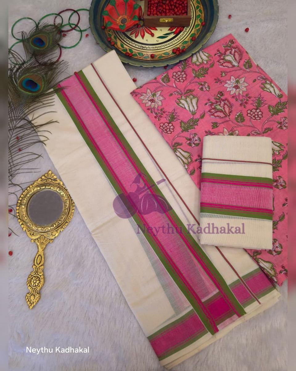 Pink & Olive Green  - Manthikkara