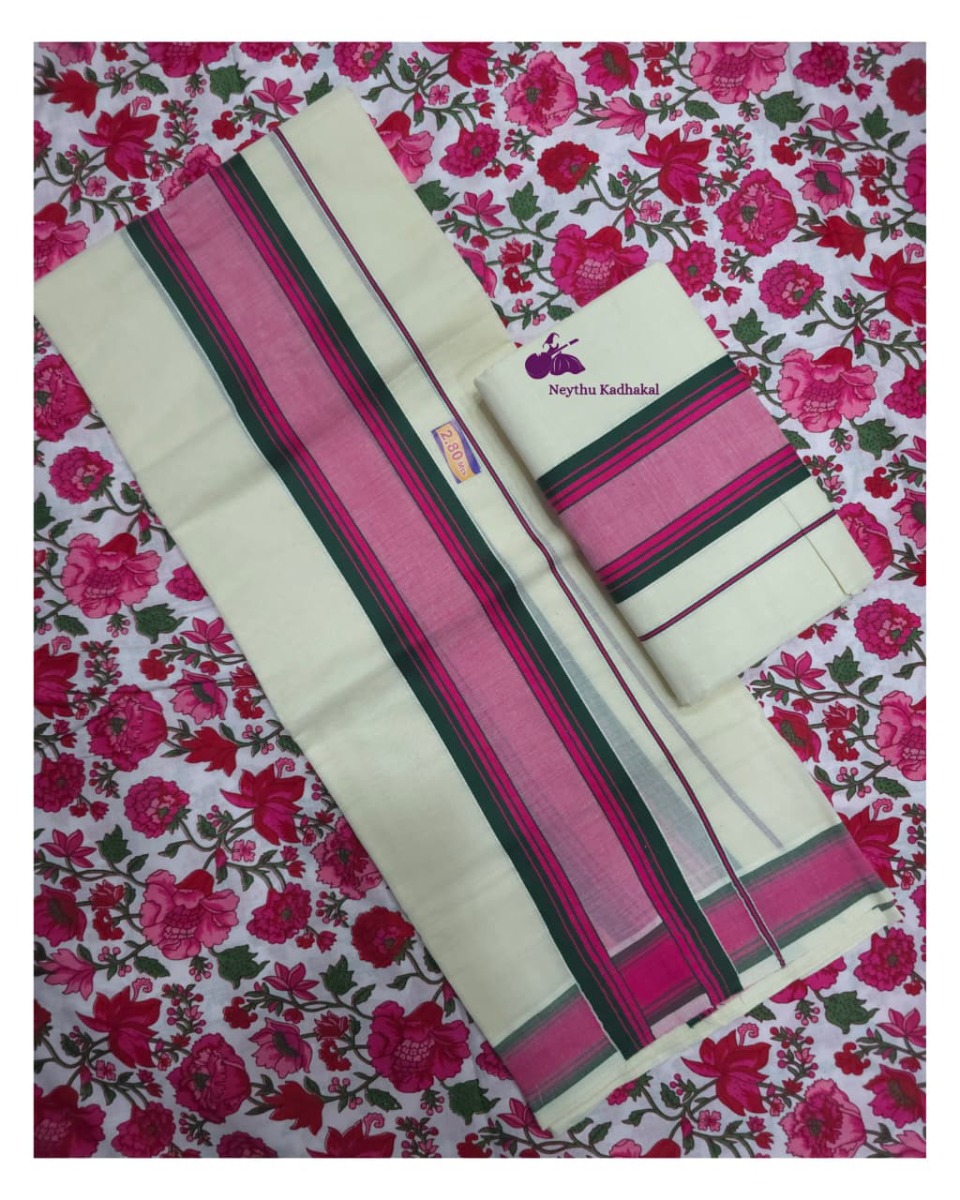 Pink & Dark Green - Manthikkara